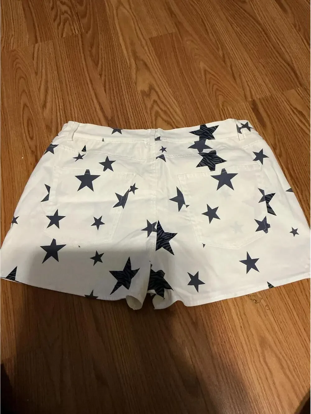 Umgee White Shorts with Black Star Print Size L